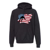 Father's Day American Flag Snooker Billiards Lover Retro Gift For Dad Premium Hoodie