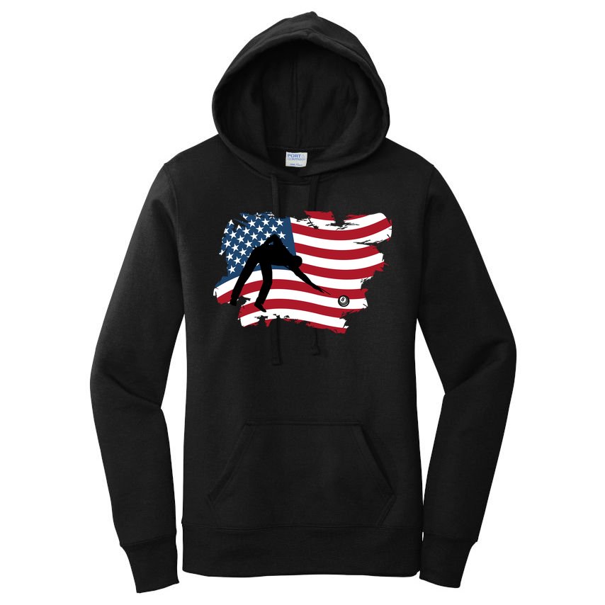 Father's Day American Flag Snooker Billiards Lover Retro Gift For Dad Women's Pullover Hoodie