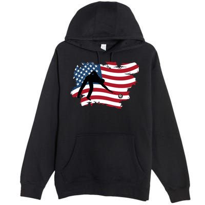 Father's Day American Flag Snooker Billiards Lover Retro Gift For Dad Premium Pullover Hoodie