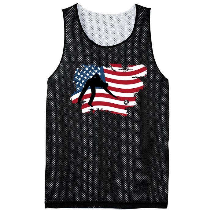 Father's Day American Flag Snooker Billiards Lover Retro Gift For Dad Mesh Reversible Basketball Jersey Tank