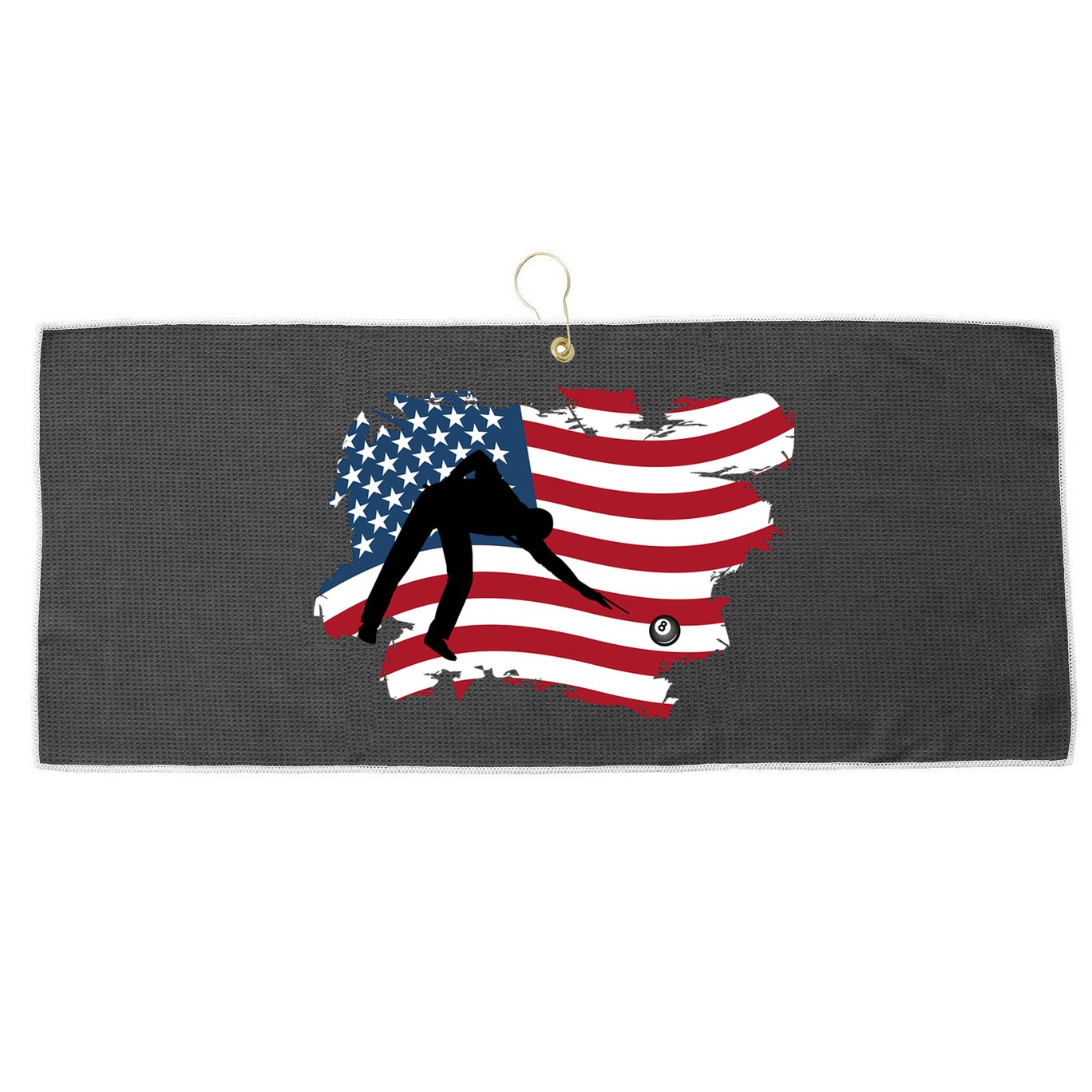 Father's Day American Flag Snooker Billiards Lover Retro Gift For Dad Large Microfiber Waffle Golf Towel