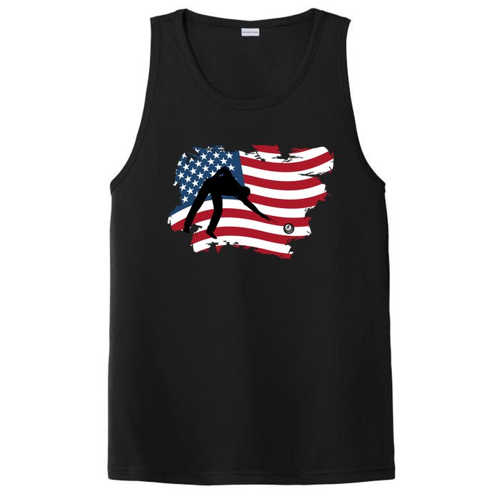 Father's Day American Flag Snooker Billiards Lover Retro Gift For Dad PosiCharge Competitor Tank