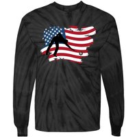 Father's Day American Flag Snooker Billiards Lover Retro Gift For Dad Tie-Dye Long Sleeve Shirt