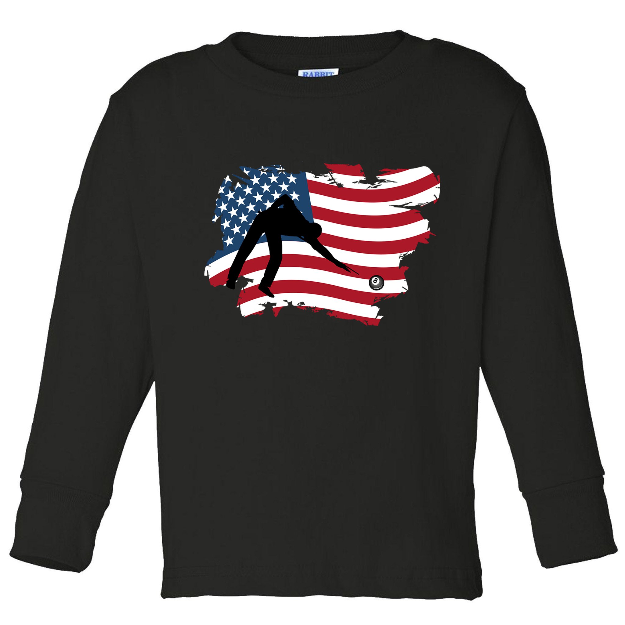 Father's Day American Flag Snooker Billiards Lover Retro Gift For Dad Toddler Long Sleeve Shirt