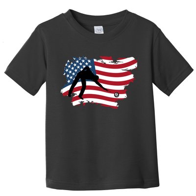 Father's Day American Flag Snooker Billiards Lover Retro Gift For Dad Toddler T-Shirt