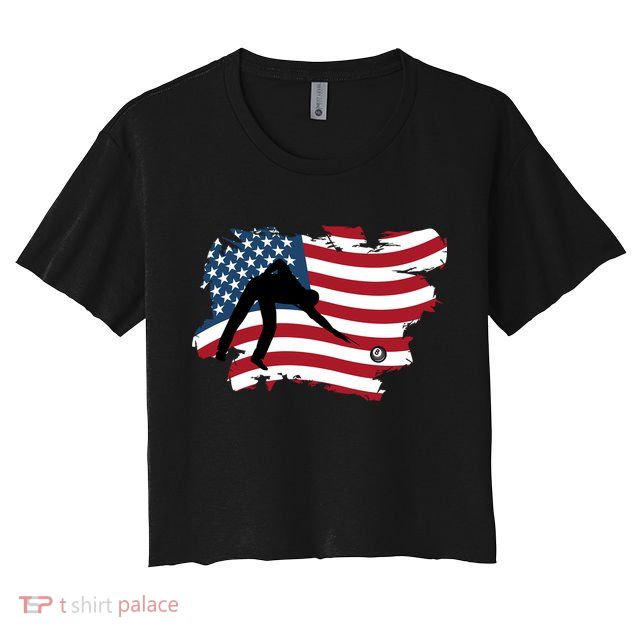 Father's Day American Flag Snooker Billiards Lover Retro Gift For Dad Crop Top