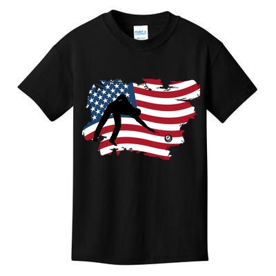 Father's Day American Flag Snooker Billiards Lover Retro Gift For Dad Kids T-Shirt