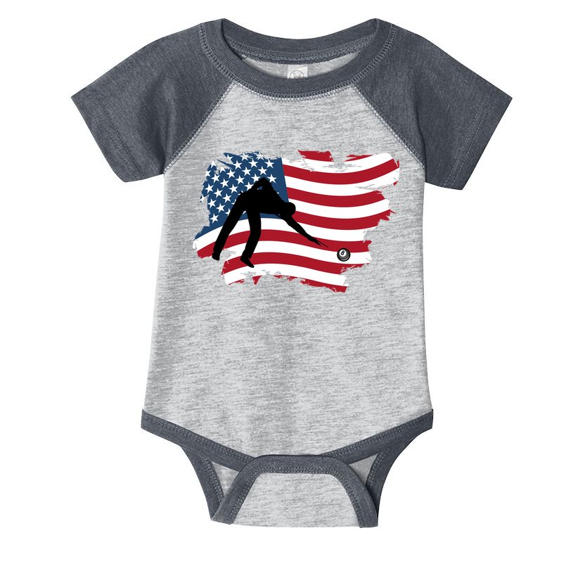 Father's Day American Flag Snooker Billiards Lover Retro Gift For Dad Infant Baby Jersey Bodysuit