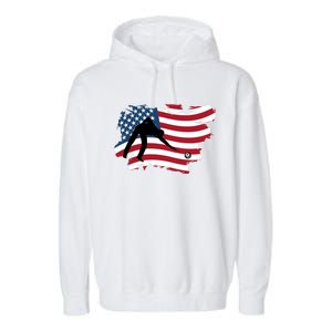 Father's Day American Flag Snooker Billiards Lover Retro Gift For Dad Garment-Dyed Fleece Hoodie