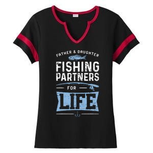 Fisherman Dad And Daughter Fishing Partners For Life Ladies Halftime Notch Neck Tee