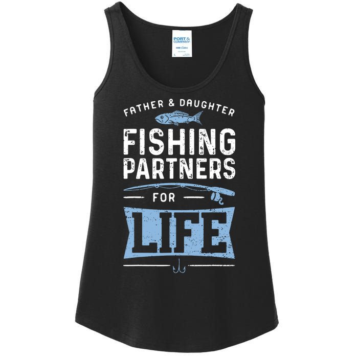 Fisherman Dad And Daughter Fishing Partners For Life Ladies Essential Tank