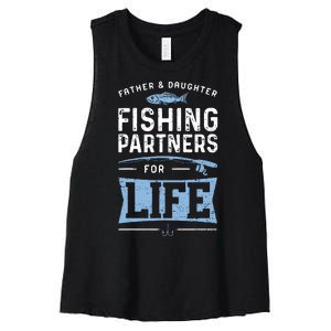 Fisherman Dad And Daughter Fishing Partners For Life Women's Racerback Cropped Tank