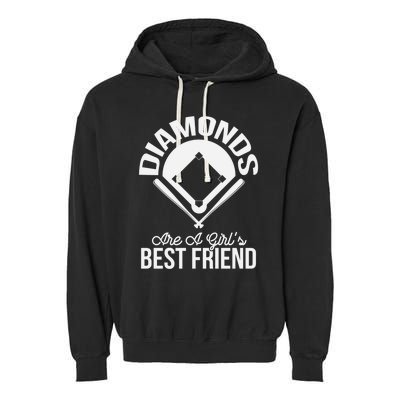 Funny Diamonds Are A Girl's Best Friend Softball Garment-Dyed Fleece Hoodie