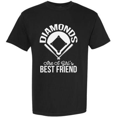 Funny Diamonds Are A Girl's Best Friend Softball Garment-Dyed Heavyweight T-Shirt