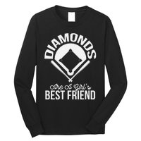 Funny Diamonds Are A Girl's Best Friend Softball Long Sleeve Shirt