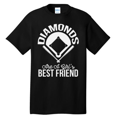 Funny Diamonds Are A Girl's Best Friend Softball Tall T-Shirt