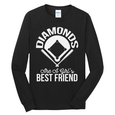 Funny Diamonds Are A Girl's Best Friend Softball Tall Long Sleeve T-Shirt