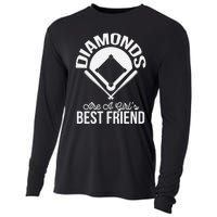 Funny Diamonds Are A Girl's Best Friend Softball Cooling Performance Long Sleeve Crew