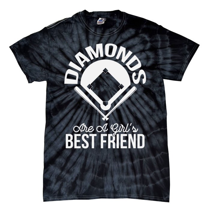 Funny Diamonds Are A Girl's Best Friend Softball Tie-Dye T-Shirt