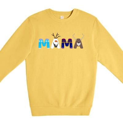 Frozen Dad And Mom Birthday Mama Family Party Snowman Premium Crewneck Sweatshirt