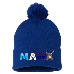 Frozen Dad And Mom Birthday Mama Family Party Snowman Pom Pom 12in Knit Beanie