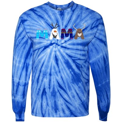 Frozen Dad And Mom Birthday Mama Family Party Snowman Tie-Dye Long Sleeve Shirt