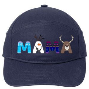 Frozen Dad And Mom Birthday Mama Family Party Snowman 7-Panel Snapback Hat