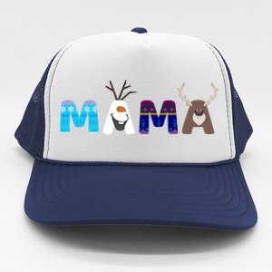 Frozen Dad And Mom Birthday Mama Family Party Snowman Trucker Hat