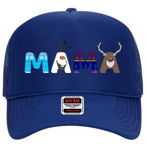 Frozen Dad And Mom Birthday Mama Family Party Snowman High Crown Mesh Back Trucker Hat