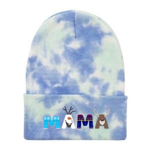 Frozen Dad And Mom Birthday Mama Family Party Snowman Tie Dye 12in Knit Beanie