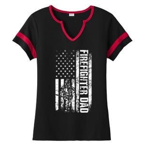 firefighter dad american flag fireman daddy fars day Ladies Halftime Notch Neck Tee