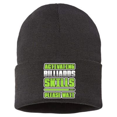 Father's Day Activating Billiards Skill Please Wait Funny Pool Gift For Dad Sustainable Knit Beanie