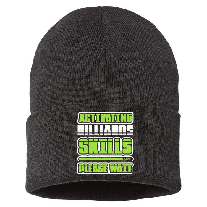 Father's Day Activating Billiards Skill Please Wait Funny Pool Gift For Dad Sustainable Knit Beanie