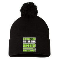 Father's Day Activating Billiards Skill Please Wait Funny Pool Gift For Dad Pom Pom 12in Knit Beanie