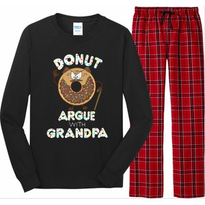 Funny Donut Argue With Grandpa Cute Grandparents Day Gift Long Sleeve Pajama Set