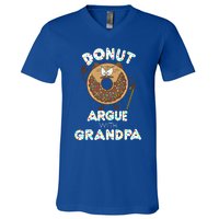 Funny Donut Argue With Grandpa Cute Grandparents Day Gift V-Neck T-Shirt