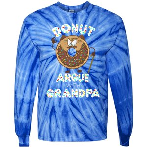 Funny Donut Argue With Grandpa Cute Grandparents Day Gift Tie-Dye Long Sleeve Shirt