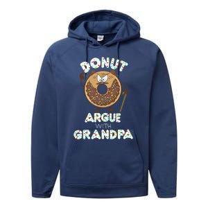 Funny Donut Argue With Grandpa Cute Grandparents Day Gift Performance Fleece Hoodie