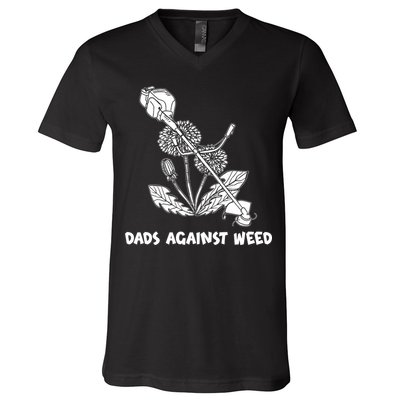 Funny Dads Against Weed Weed Wacker Dandelions V-Neck T-Shirt