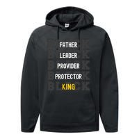 Fathers Day African American Father Leader Black King Dad Performance Fleece Hoodie