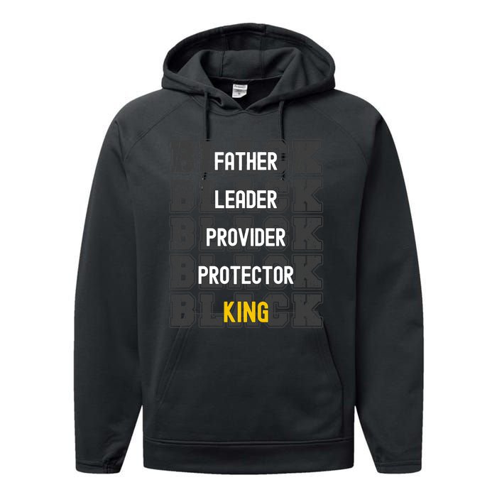 Fathers Day African American Father Leader Black King Dad Performance Fleece Hoodie