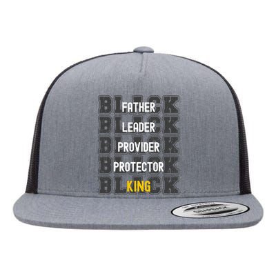 Fathers Day African American Father Leader Black King Dad Flat Bill Trucker Hat