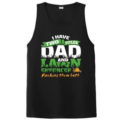 Funny Dad And Lawn Enforcer Mowing Joke PosiCharge Competitor Tank