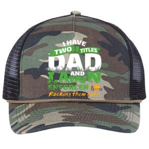 Funny Dad And Lawn Enforcer Mowing Joke Retro Rope Trucker Hat Cap