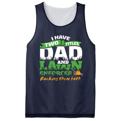 Funny Dad And Lawn Enforcer Mowing Joke Mesh Reversible Basketball Jersey Tank