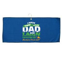 Funny Dad And Lawn Enforcer Mowing Joke Large Microfiber Waffle Golf Towel