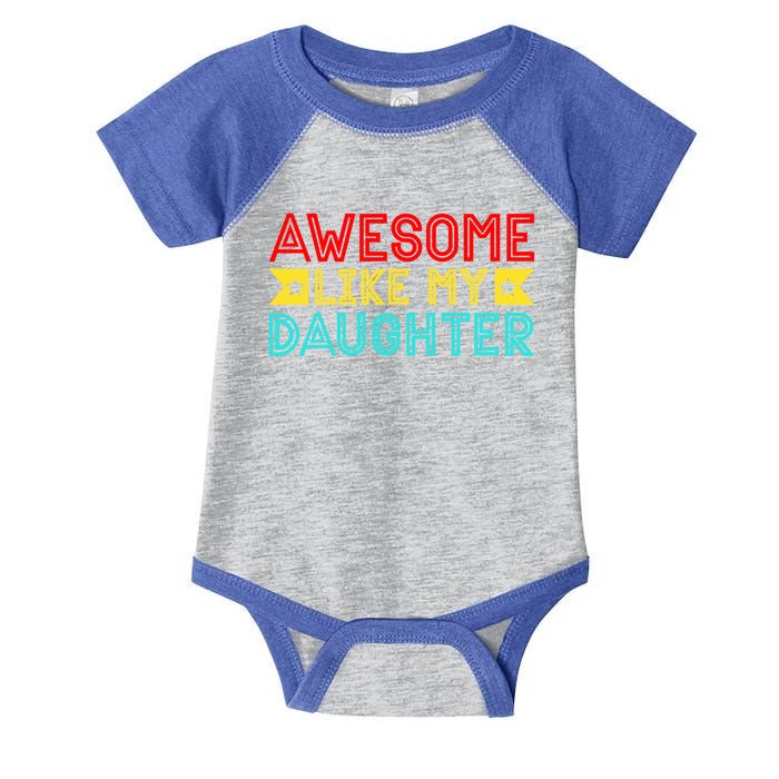 Fathers Day Awesome Like My Daughter Funny Vintage Dad Great Gift Infant Baby Jersey Bodysuit