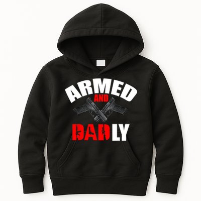 Fathers Day Armed And Dadly Deadly Funny For Dad Kids Hoodie