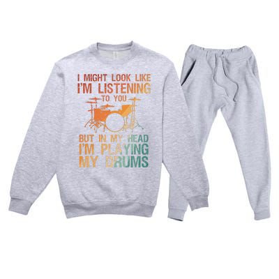 Funny Drummer Art For Drum Player Percussion Lover Premium Crewneck Sweatsuit Set