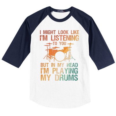 Funny Drummer Art For Drum Player Percussion Lover Baseball Sleeve Shirt